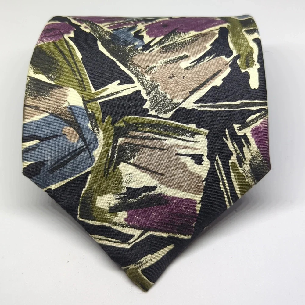 J.T. BECKETT Multicolored Abstract Design 100% Silk Hand Finished Tie
